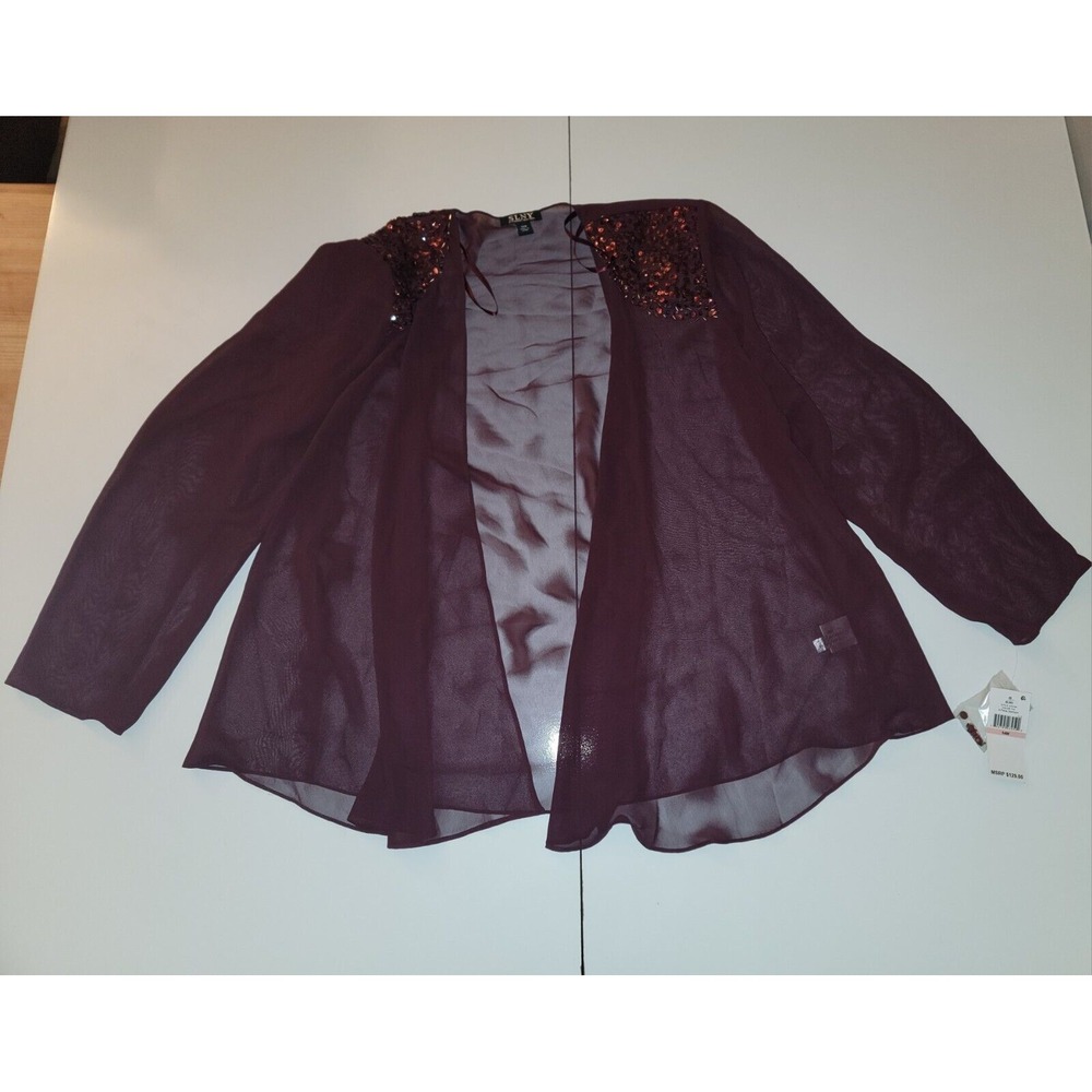 Sl Fashions Womens‎ Embellished Kimono Dress, Purple, 14W No Tie